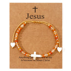 Hollow Cross Natural Stone Bead Friendship Bracelet: Icon of Spiritual Devotion