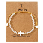 Hollow Cross Natural Stone Bead Friendship Bracelet: Icon of Spiritual Devotion