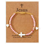 Hollow Cross Natural Stone Bead Friendship Bracelet: Icon of Spiritual Devotion