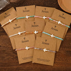 Hollow Cross Natural Stone Bead Friendship Bracelet: Icon of Spiritual Devotion