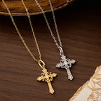 Sparkling Geometric Cross Necklace: A Symbol of Eternal Hope And Divine Protection
