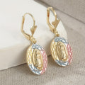 Ornate Our Lady Oval Drop Earrings: Embodying Maternal Grace & Divine Protection