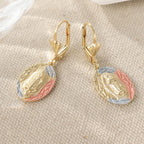 Ornate Our Lady Oval Drop Earrings: Embodying Maternal Grace & Divine Protection