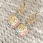 Ornate Our Lady Oval Drop Earrings: Embodying Maternal Grace & Divine Protection VIP