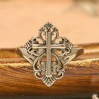 Heritage Filigree Cross Open Ring: A Symbol Of Marian Devotion & Divine Care