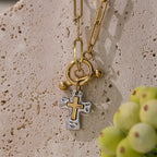 Dual-Tone Textured Cross Chain with OT Clasp: A Token of Divine Connection