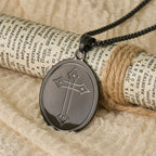 Tri-Color Sacred Heart & Cross Dual-Sided Medallion Necklace: Emblem of Divine Love