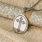 Tri-Color Sacred Heart & Cross Dual-Sided Medallion Necklace: Emblem of Divine Love