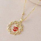 Thorn-Wreathed Sacred Heart Dual-Tone Necklace: Emblem of Divine Love