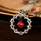 Thorn-Wreathed Sacred Heart Dual-Tone Necklace: Emblem of Divine Love