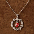 Thorn-Wreathed Sacred Heart Dual-Tone Necklace: Emblem of Divine Love
