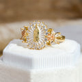 Floral Rose Radiant Our Lady Zircon Ring: Carry the Light of Maternal Love
