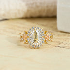 Floral Rose Radiant Our Lady Zircon Ring: Carry the Light of Maternal Love