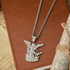 Dual-Color St. Michael Archangel Pendant Necklace: Emblem of Divine Protection