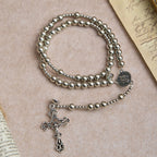 Sacred Silver Tone Magnetic Rosary Bracelet: 2-in-1 Prayer & Bracelet