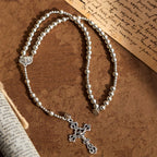 Sacred Silver Tone Magnetic Rosary Bracelet: 2-in-1 Prayer & Bracelet