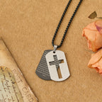 The Lord's Prayer Cross Dog Tag Pendant Necklace: Emblem of Divine Grace & Faith