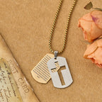 The Lord's Prayer Cross Dog Tag Pendant Necklace: Emblem of Divine Grace & Faith
