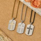 The Lord's Prayer Cross Dog Tag Pendant Necklace: Emblem of Divine Grace & Faith