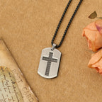 The Lord's Prayer Cross Dog Tag Pendant Necklace: Emblem of Divine Grace & Faith
