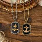 Anchor Cross Greek Key Dog Tag Pendant Necklace: Emblem of Faith & Steadfast Hope