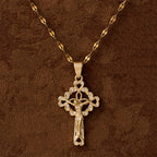 CZ-Encrusted Crucifix Key Pendant Necklace: Emblem of Redemptive Grace & Faith