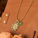 Ornate Our Lady & Winged Cross Faith Necklace Set: Emblem of Spiritual Protection