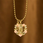 Ornate Our Lady & Winged Cross Faith Necklace Set: Emblem of Spiritual Protection