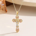 Ornate CZ Cross Faith Necklace: Symbol of Christ's Redemptive Love