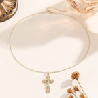 Ornate CZ Cross Faith Necklace: Symbol of Christ's Redemptive Love