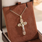 Ornate CZ Cross Faith Necklace: Symbol of Christ's Redemptive Love