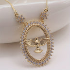 Dove Oval CZ Pendant Necklace: Emblem of Divine Peace & Holy Spirit