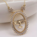 Dove Oval CZ Pendant Necklace: Emblem of Divine Peace & Holy Spirit