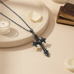 Crown of Thorns Gothic Cross Pendant Necklace: Emblem of Christ's Sacrifice & Redemption