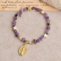 Natural Amethyst Chips Memory Wire Rosary Bracelet with Our Lady Medal