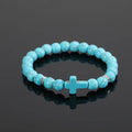Turquoise Round Bead Cross String Bracelet Jewelry