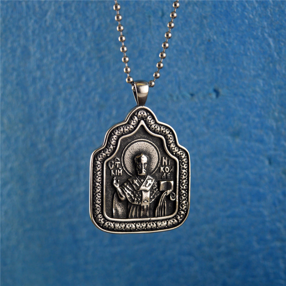Father Blessing Charm Titanium Necklace