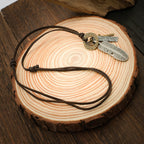 Feather Cross Pendant Leather Necklace