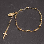 Virgin Mary Medal & Cross Adjustable Simple Casual Bracelet