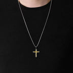 Minimalist Style Silver-golden Lava Cross Pendant Necklace