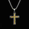 Minimalist Style Silver-golden Lava Cross Pendant Necklace