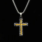 Minimalist Style Silver-golden Lava Cross Pendant Necklace