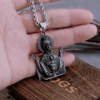 Virgin Mary Prayer Pendant Necklace Stainless Steel Catholic Medallion Protecion Chain