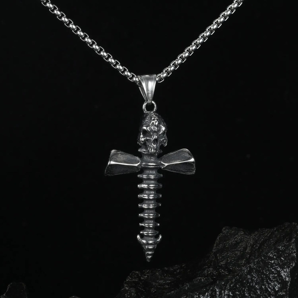 Punk Style Skull Crossbones Pendant Necklace