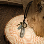 Feather Cross Pendant Leather Necklace