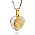 St. Benedict Medal Heart Shell Necklace