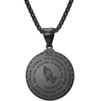 Praying Hands Round Plaque Necklace
