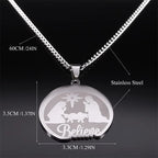 Silver Nativity Believe Christmas Gift Necklace