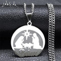 Silver Nativity Believe Christmas Gift Necklace