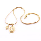 Our Lady of the Round Double Pendant Gold Necklace